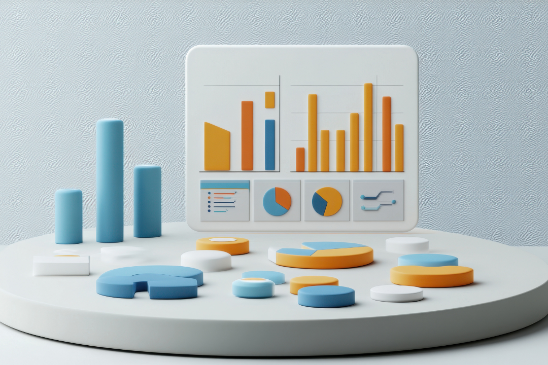 A digital dashboard showing rising website analytics graphs and performance metrics.